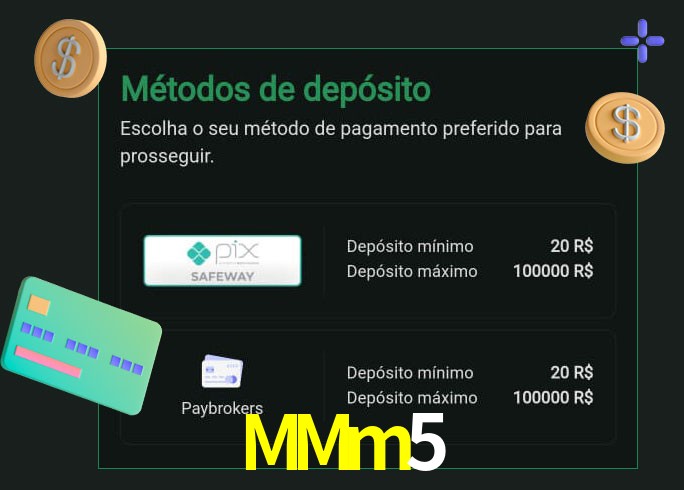 O cassino MMm5 oferece uma grande variedade de métodos de pagamento